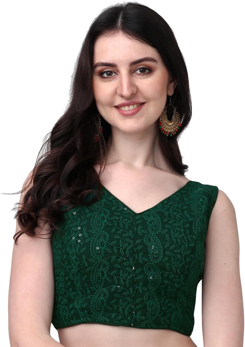 Pujia Mills Women's Georgette Sipali Sequin Work Sleeveless Blouse