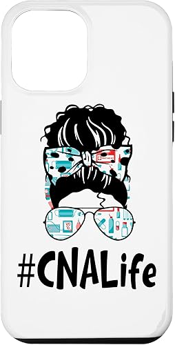 Funda para iPhone 13 Pro Max Messy Bun Cna Life Squad divertida certificada para asistente de enfermería