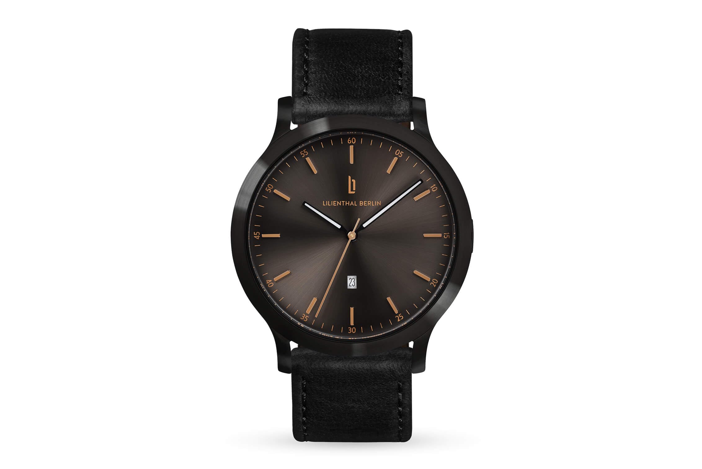 Lilienthal Berlin Herenhorloge Huxley in zilver/bordeaux – polshorloge van 316L chirurgisch staal met een kwartsuurwerk en saffiergehard mineraalglas – 40 mm, rvs armband zilver, armband