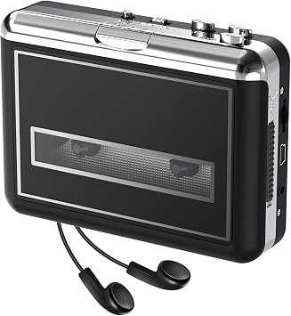 Portable Cassette Player Converter- Compact Cassette Tape Player Recorder, Convert Audio Music Cassette to MP3 Digital via USB, Compatible with Laptop/PC/MAC, 2 Power Supply Options