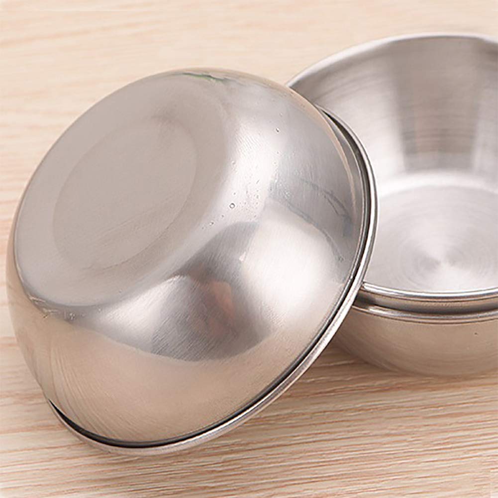 Lomodo 12 unidades de cuencos redondos de acero inoxidable para salsa, platos de condimento, platos de sushi, plato de aperitivo (3,23 pulgadas x 1,18 pulgadas x 2,05 pulgadas)