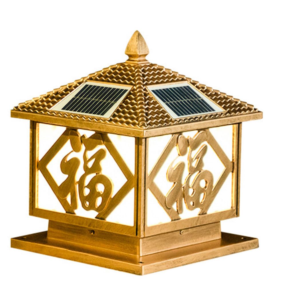 KUEYANB Exterior Lamp Fixture for Porch Auto Sensor Exterior Lighting for Courtyard Gate Easy to Install Post Lights Solar Powered Outdoor Decor for Patio Waterproof Solar Pillar Lantern for Driveway