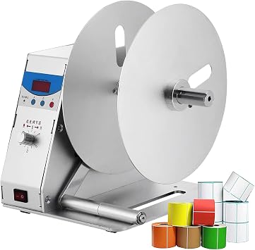 Automatic Label Rewinder, Bidirectional Label Rewinder with Digital Display, Adjustable Rewind Speed, Label Width 115mm, 0-9999 Counts, for Labels, Washing Labels, Hang Tags