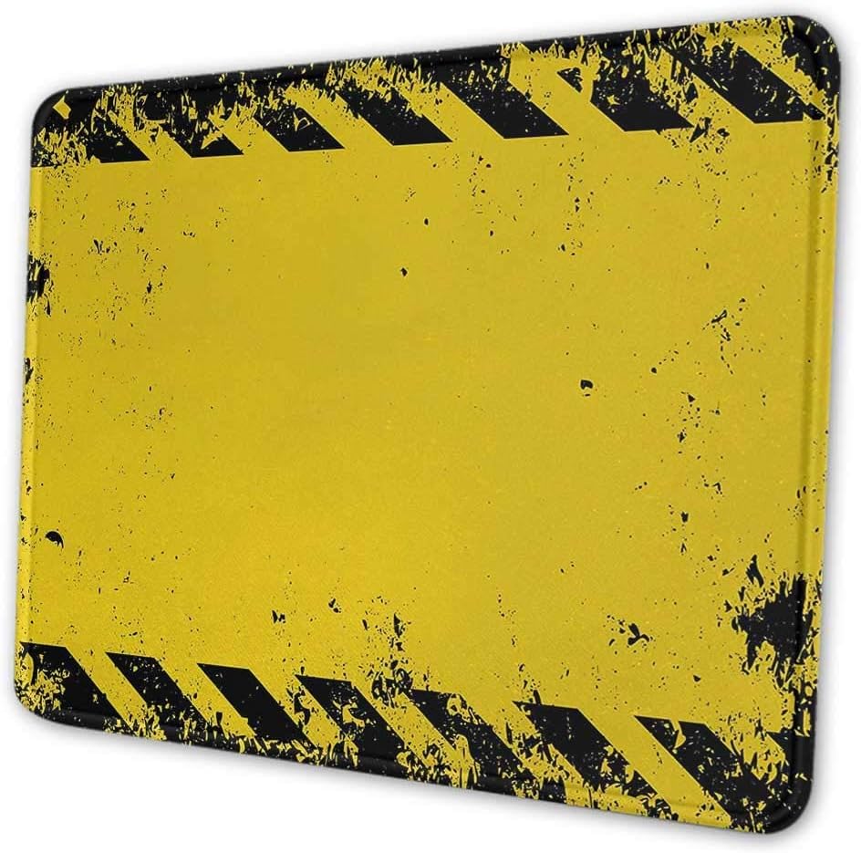 N / A Alfombrilla de ratón ergonómica Amarilla Vintage Tema de Peligro Precaución Cinta de construcción Ilustración con Alfombrilla de ratón con Aspecto Grunge para Mujer Amarillo Brillante y Negro