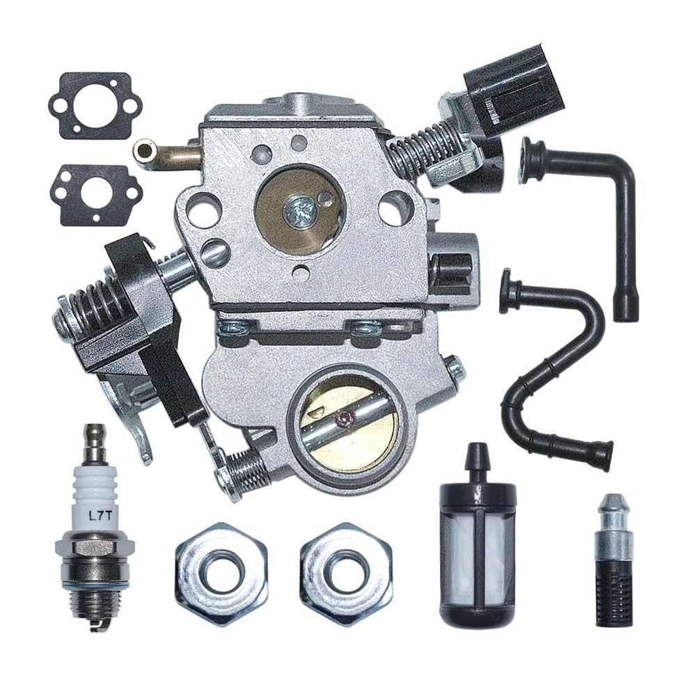 Herramientas de jardín Kit de carburador, Filtro de Combustible, Manguera, bujía y Tuerca for Motosierra MS362 MS362C (reemplazo WTE-8-1 1140-120-0600)