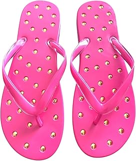 شبشب للنساء بنعل طبى ومريح - شبشب فوشيا بتصميم منقط ذهبى - شبشب طرى - مثالي للبيت، الشاطئ والشارع - مقاوم للماء وغير قابل للانزلاق - فليب فلوب نسائي