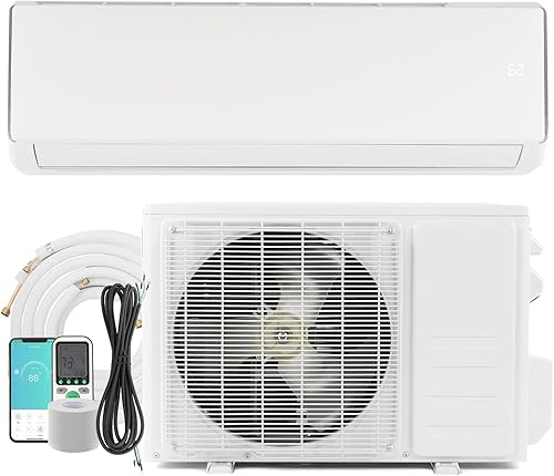 Bonnlo Aire acondicionado y calentador mini split habilitado para Wifi de 17000 BTU, 17 SEER2 230 V inversor de pared sin conductos, unidad de CA