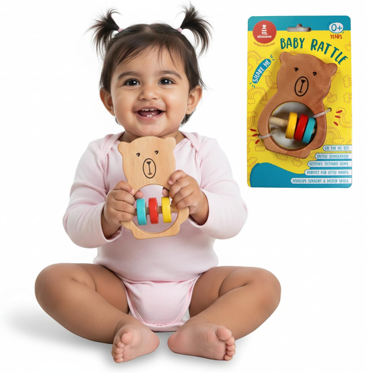 Shumee Handmade Wooden Bear Rattle for Baby | (6 Months+) | Animal Shaped Wooden Baby Rattle and Teething Toy | Natural Wood & Beeswax Finish | Montessori Baby Toy for Kids | Birthday Gift for Child Shumee Handmade Wooden Bear Rattle for Baby | (6 Months+) | Animal Shaped Wooden Baby Rattle and Teething Toy | Natural Wood & Beeswax Finish | Montessori Baby Toy for Kids | Birthday Gift for Child
