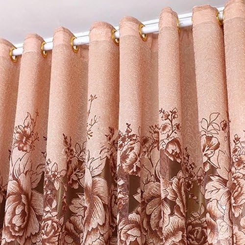 Home Door Window Balcony Modern Luxury Flower Printed Sheer Tulle Voile Curtain - Coffee 1m by 2m