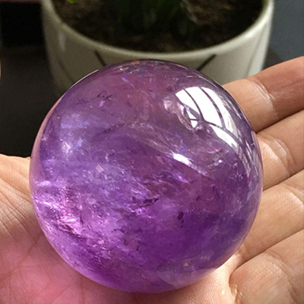 WHZHDMA Gazing Crystal Purple Crystal with Base Crystal Fortune Telling Tool Meditation Feng Shui Home Decoration Ornaments Home Office Decor