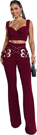 Zoctuo Sexy Two Piece Jumpsuit Outfits for Women Dressy,Going Out,Birthday,Party