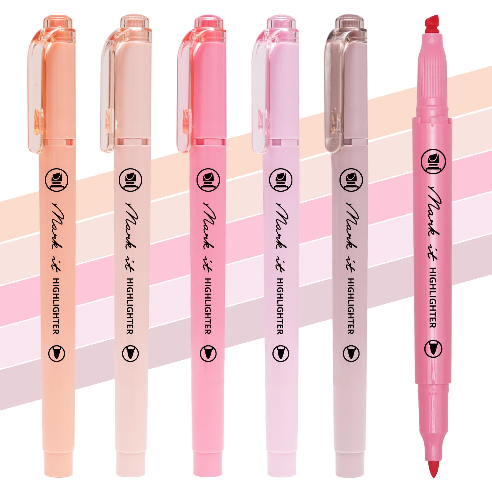 IOMDRWU Pink Highlighters, 5 Pcs Pastel Bible Highlighters No Bleed