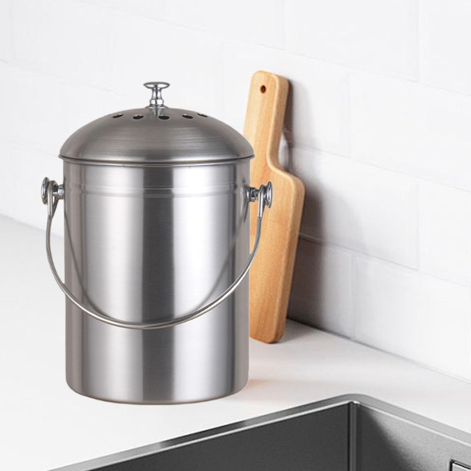 KESOTO Contenitore per Il Compost in Acciaio Inossidabile Peel Contenitore per Il Compost Riciclabile per Il Bancone della Cucina