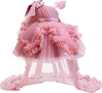 فستان رسمي من Lamgool Toddler Baby Girls Pageant من التول المكشكش الأنيق على شكل قوس Tutu Princess Ball لحفلة عيد الميلاد
