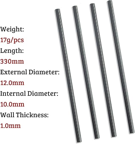 Miniatura 5 de 4 tubos de fibra de carbono de 0.394 in de 0.394 in x 0.315 in x 12.992 in, disponible de 6/8/12/14/0.630 in, acabado mate envuelto en rollo 3K