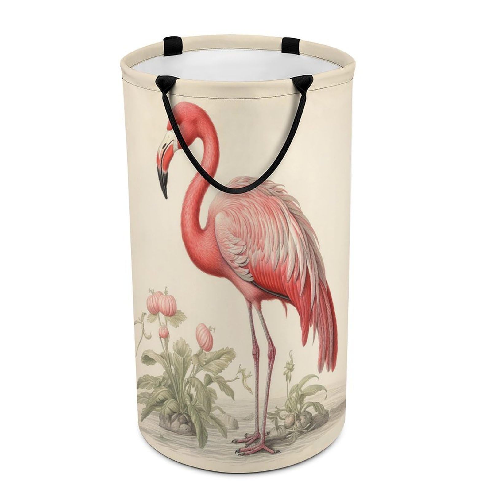 Art Flamingo Laundry Basket Freestanding Laundry Hamper with Handles Waterproof Dirty Clothes Hamper Collapsible Washing Bin Aesthetic Clothes Basket for Bathroom Bedroom Dorm