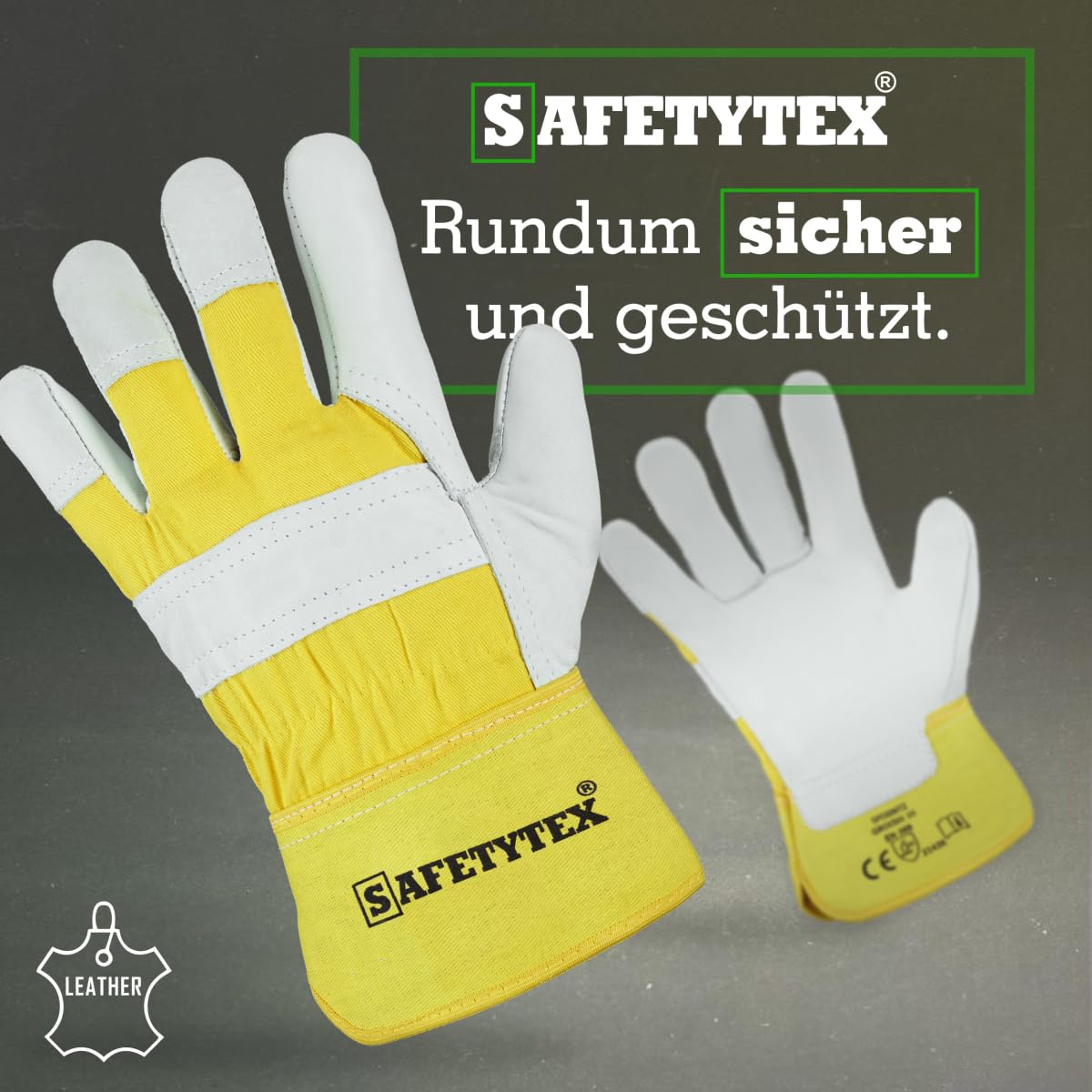 Safetytex Rindvollleder Arbeitshandschuhe EN388 robust (Gr. 10, 24 Paar) | Lederhandschuhe für Bau- und Gartenarbeit, doppelt genähte Nähte, strapazierfähig, langlebig, hoher Komfort