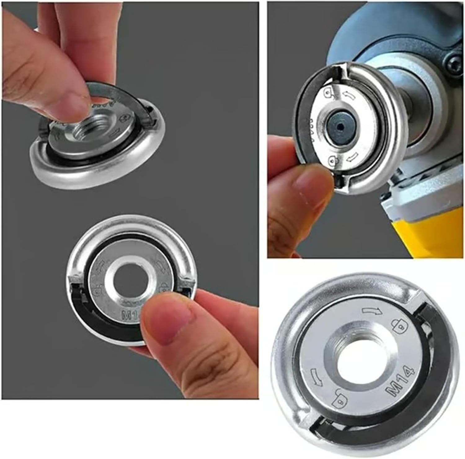 2PCS Angle Grinding Tool Flange Nut, M14 Angle Grinder Locking Retaining Flange Nut - Quick Clamping Replacement Part