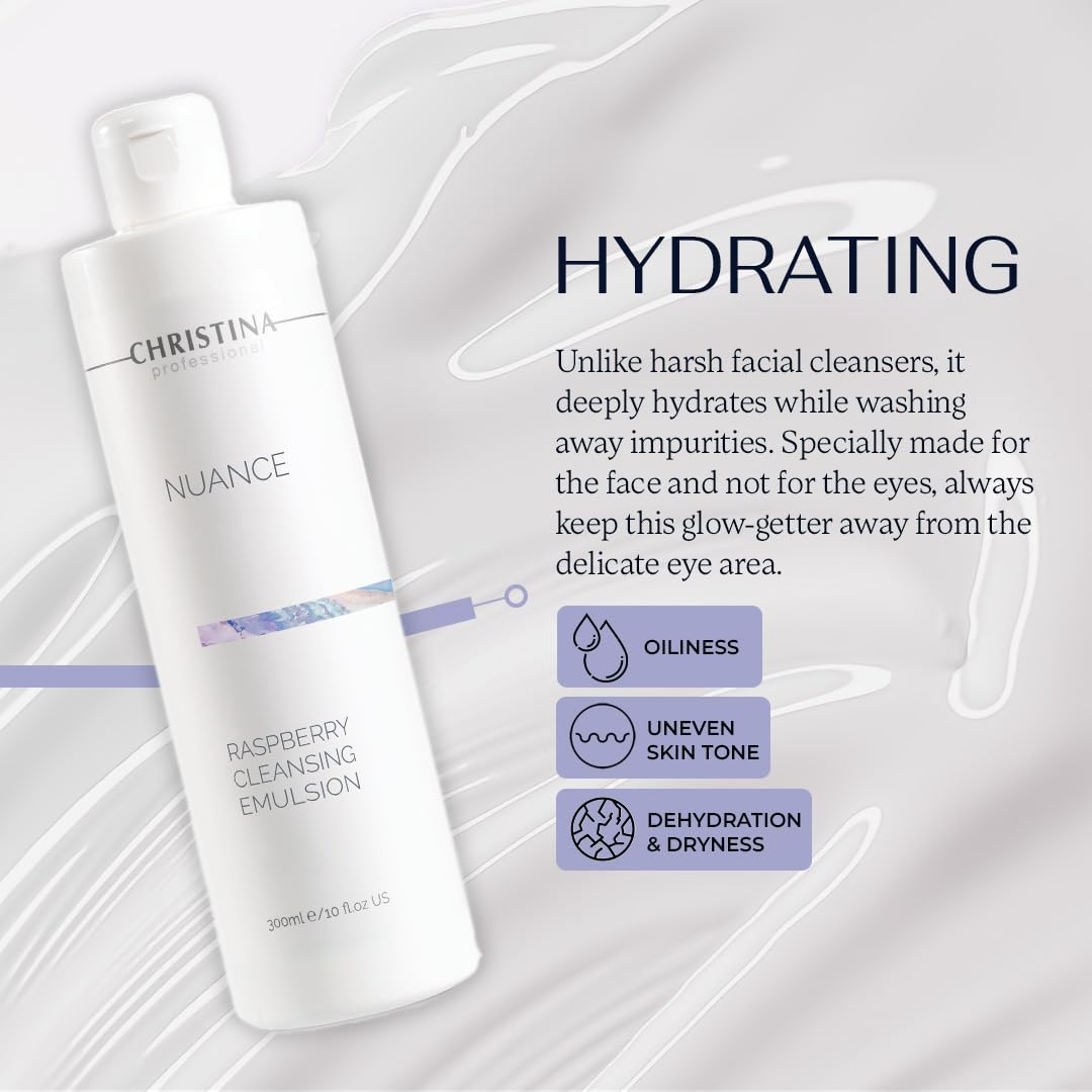 -CHRISTINA- Nuance Gentle Daily Cleanser for Face - Hydrating Facial Wash for Women & Men - Purifying, Moisturizing, Natural Emulsion with Pomegranate, Raspberry & Grape Seed Extracts - 300ml - Image 3