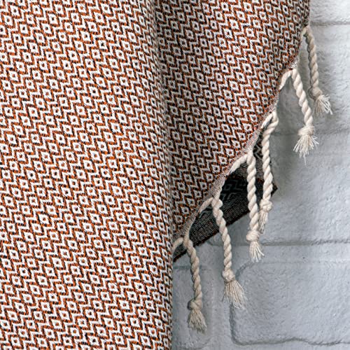 Premium Cotton Boho Blanket Summer Throw Blanket |50”X60”| Burnt Orange Throw Blankets For Bed Sofa Couch Outdoor Farmhouse Turkish Throws And Blankets For Sofa Bedroom Picnic Blankets Yoga Blanket #TOP5