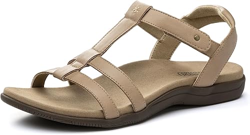 Rihero Women's Orthopedic Arch Support Sandals Orthotic Comfortable Walking Casual Adjustable Summer Beach Flat Sandals