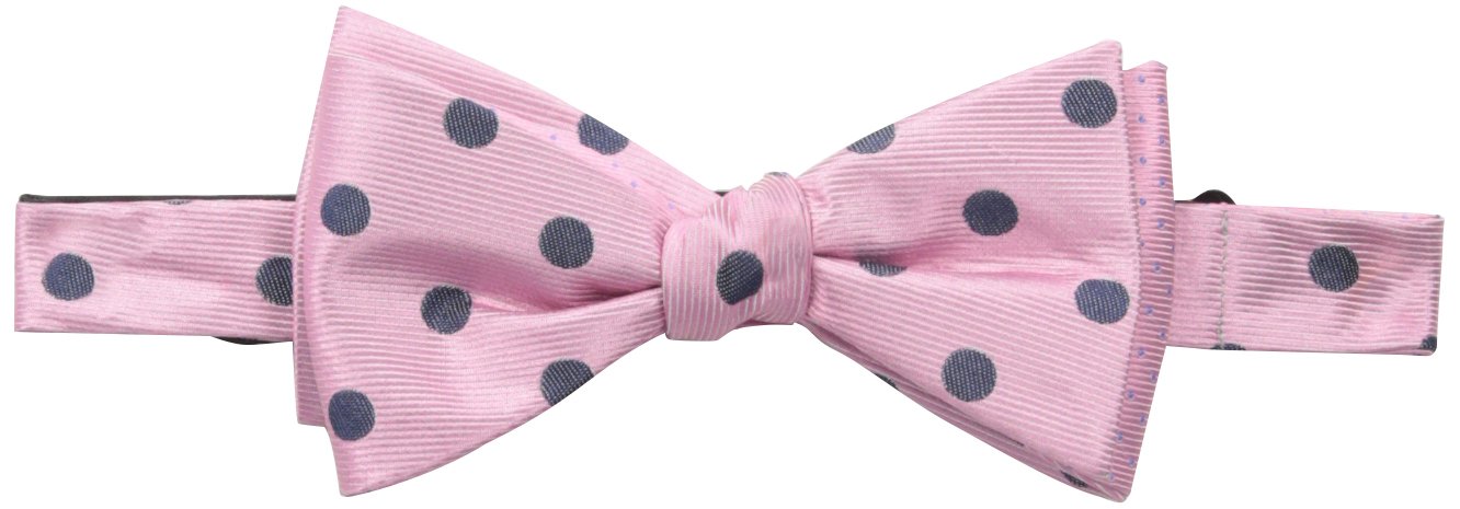 Happy Ties Men's Dot and Engineer Stripe Reversible Bowtie, Pink, One Size