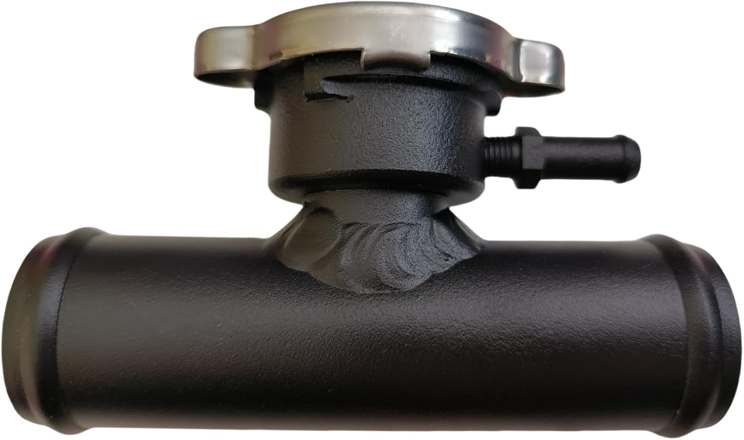 RACMOTOUniversal Aluminum InLine Upper Radiator Hose Connector Filler Neck with Cap Black 32mm 1-1/4" OD/ 32mm Tube Diameter