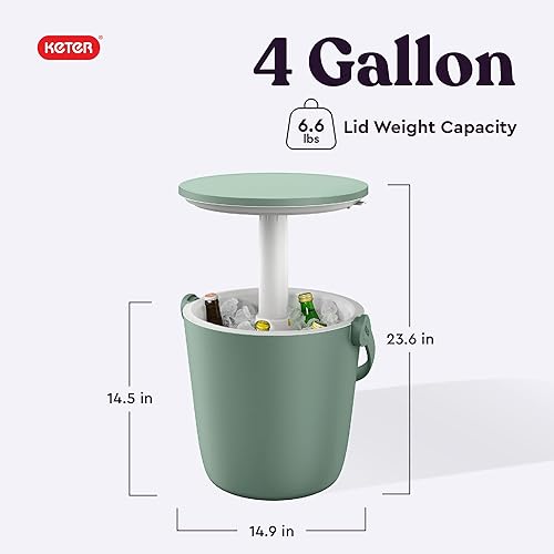 Miniatura 2 de Keter Go Bar - Enfriador portátil de cerveza y vino de 4.2 galones con asa y mesa desplegable para exteriores, perfecto para tu patio, picnic y