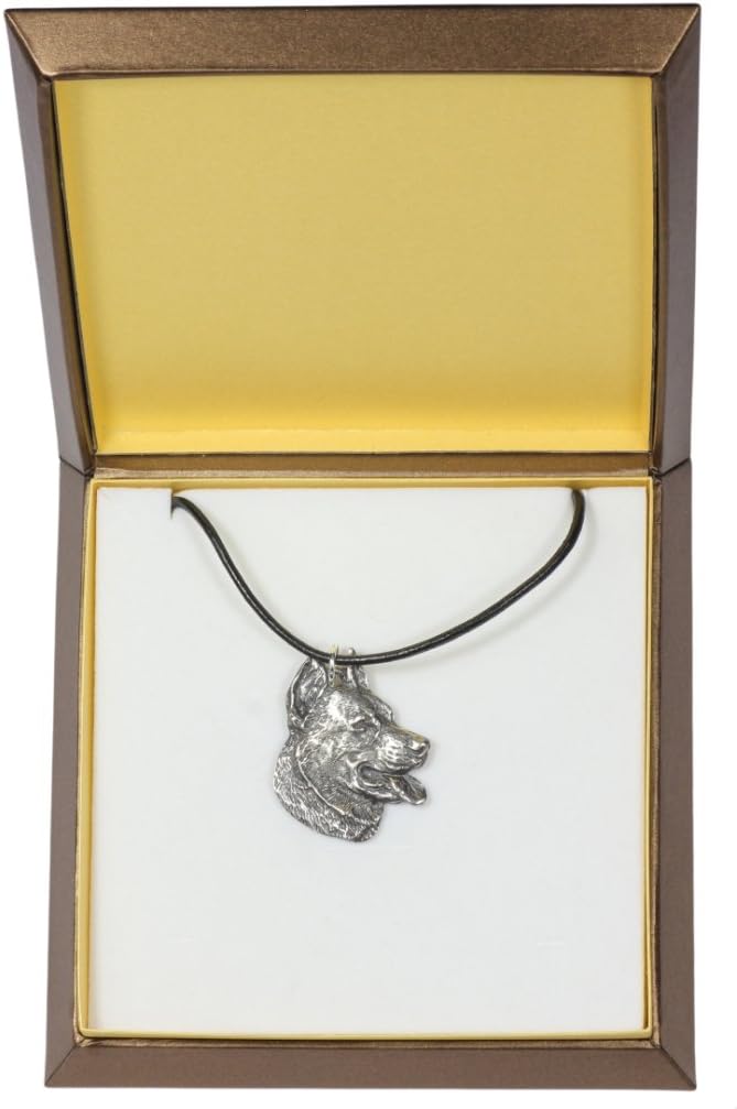 Art-Dog Dog Silver-Plated Pendant on a Leather Strap - Dog Necklace in Elegant Case – Silver Dog Necklaces for Men and Women – Dog Breeds Jewelry – Beauceron