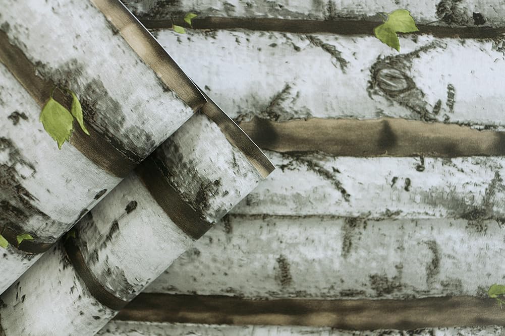 Tree Peel and Stick Wallpaper Black/White Simulation Bark Self Adhesive Wall Paper for Home Decoration 17.7 "x 394"
