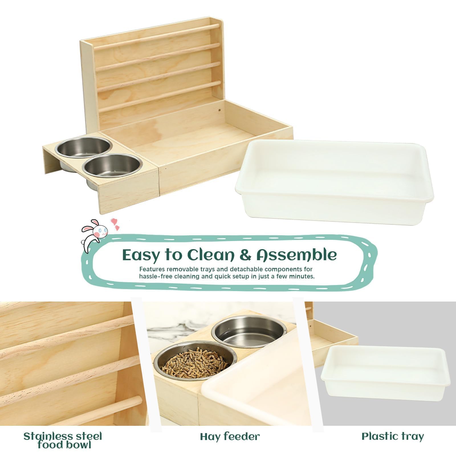 Rabbit Litter Box with Hay Feeder, Bunny Litter Box for Guinea Pig Chinchilla Bunny Other Small Animals (Natural) - image 6