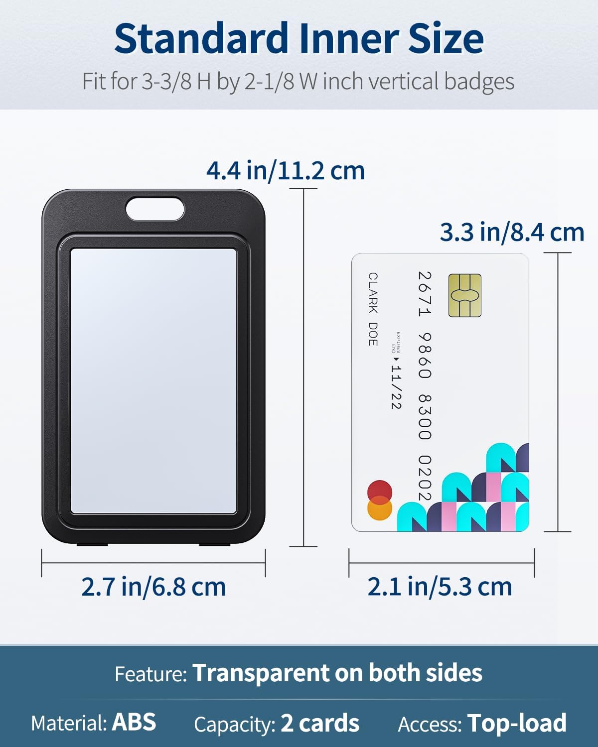 Uniclife Porta Tarjetas con Ventanas Verticales de Doble Cara Funda de Plástico Duro Negro Protector de Tarjetas para Oficina Escuela Tarjetas de Crédito Tarjetas de Llave de Proximidad, Paquete de 6