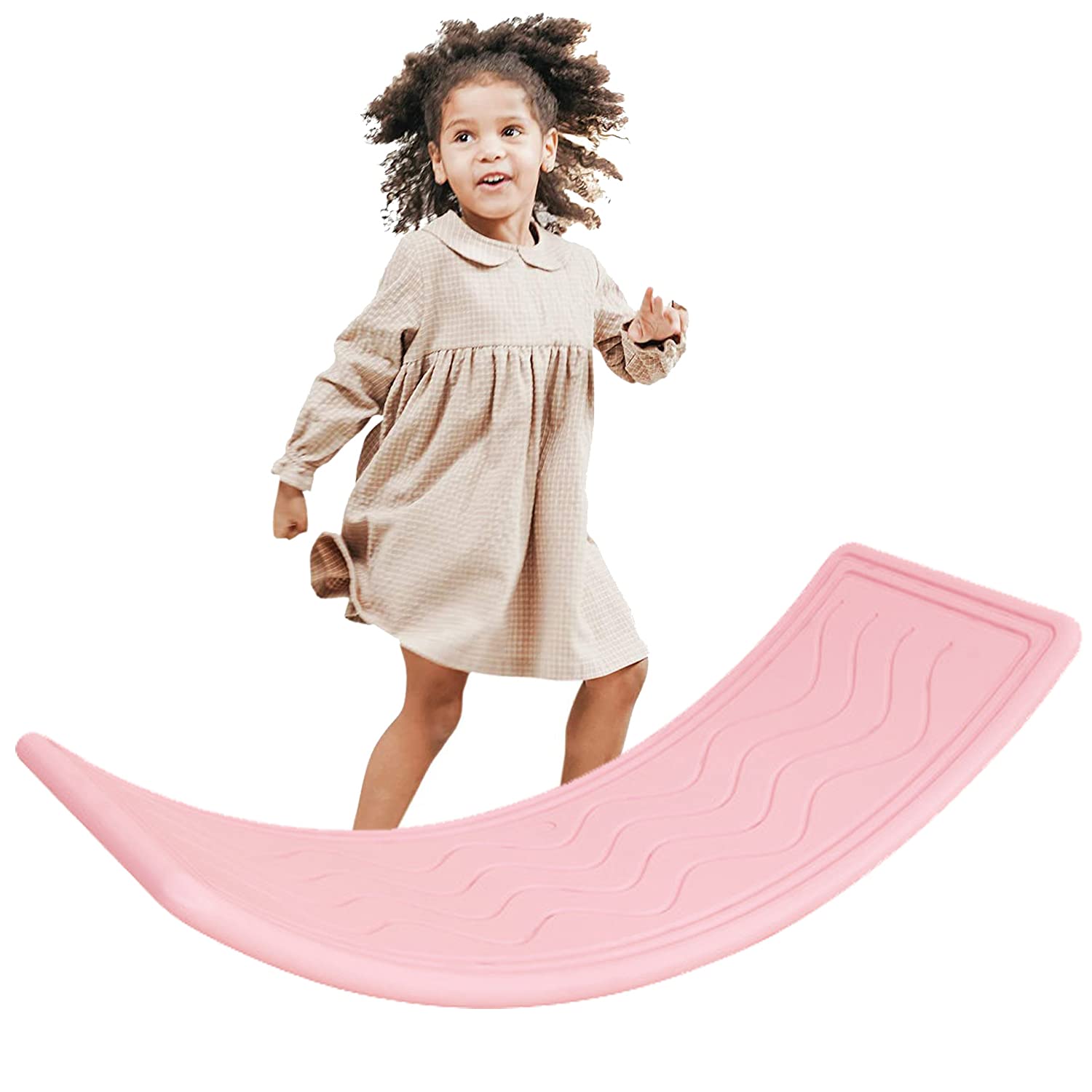 DLMAONN Wobble Balance Board, Arched Rocker Board, Sensory Training Board, Seesaw, Teeter Board for Kids, Toddlers, Children, Kids Toddler Open Ended Learning Toy for Body Training (Pink)