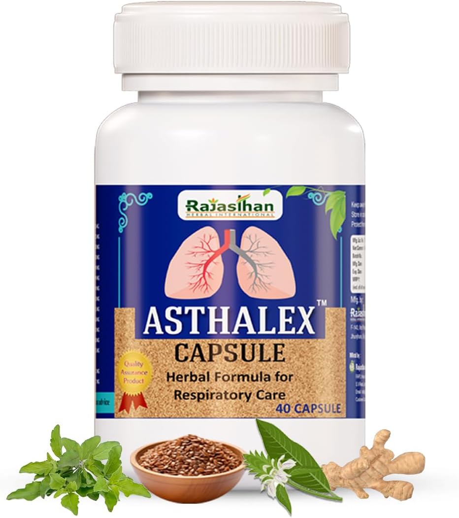 Asthalex Herbal Respiratory Support Capsules | Natural Lung Health & Seasonal Immunity Formula | Ayurvedic Blend for Clear Airways and Easy Breathing – 40 Capsules