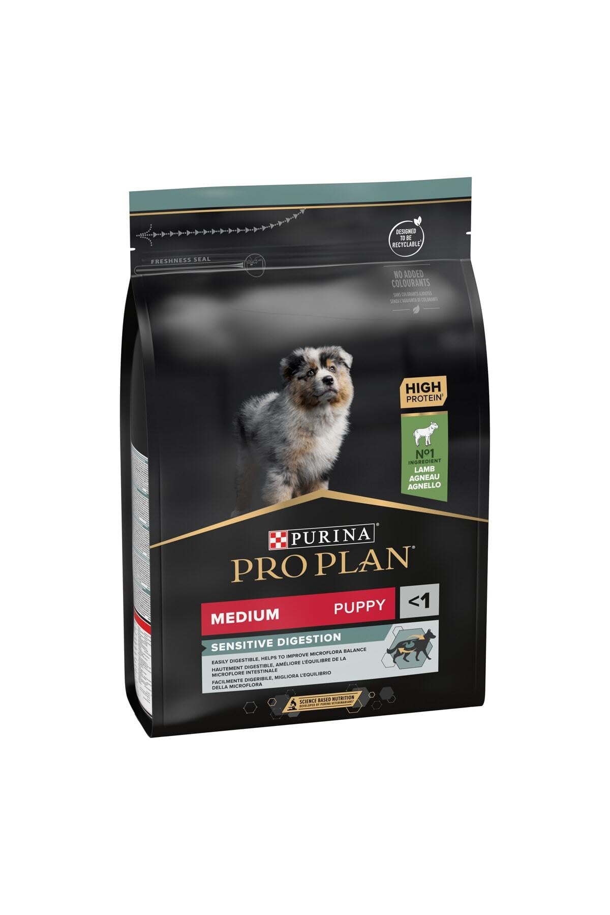 Purina Pro Plan Puppy Medium Sensitive Digestion Optidigest Lamb - 12 Kg: Supports Growth, Sensitive Digestion, 19% Lamb, Colostrum & Prebiotics