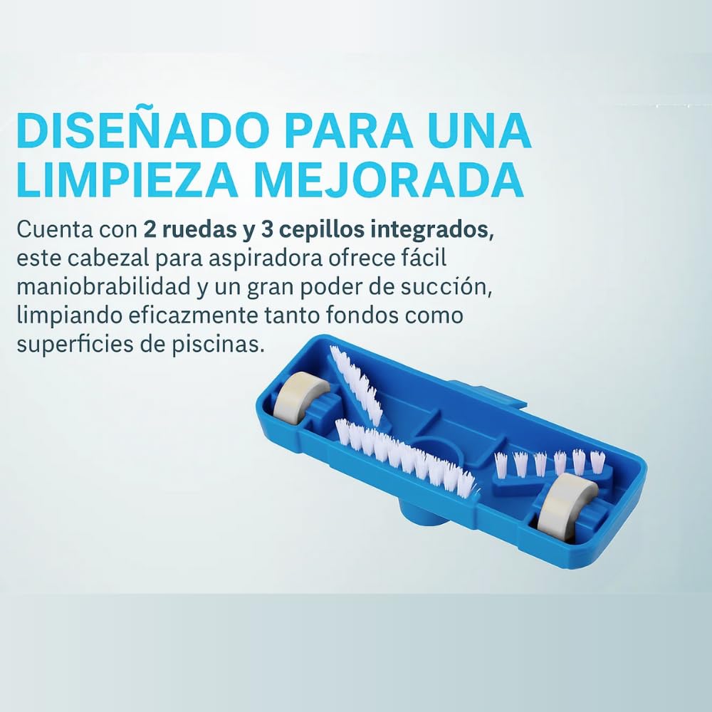Limpiafondos Manual para Piscina – Aspirador de Fondo con Conexión a Manguera. Skimmer para Piscina, Pértiga Plegable, Ligero y Eficiente. Ideal para Piscinas y Spas