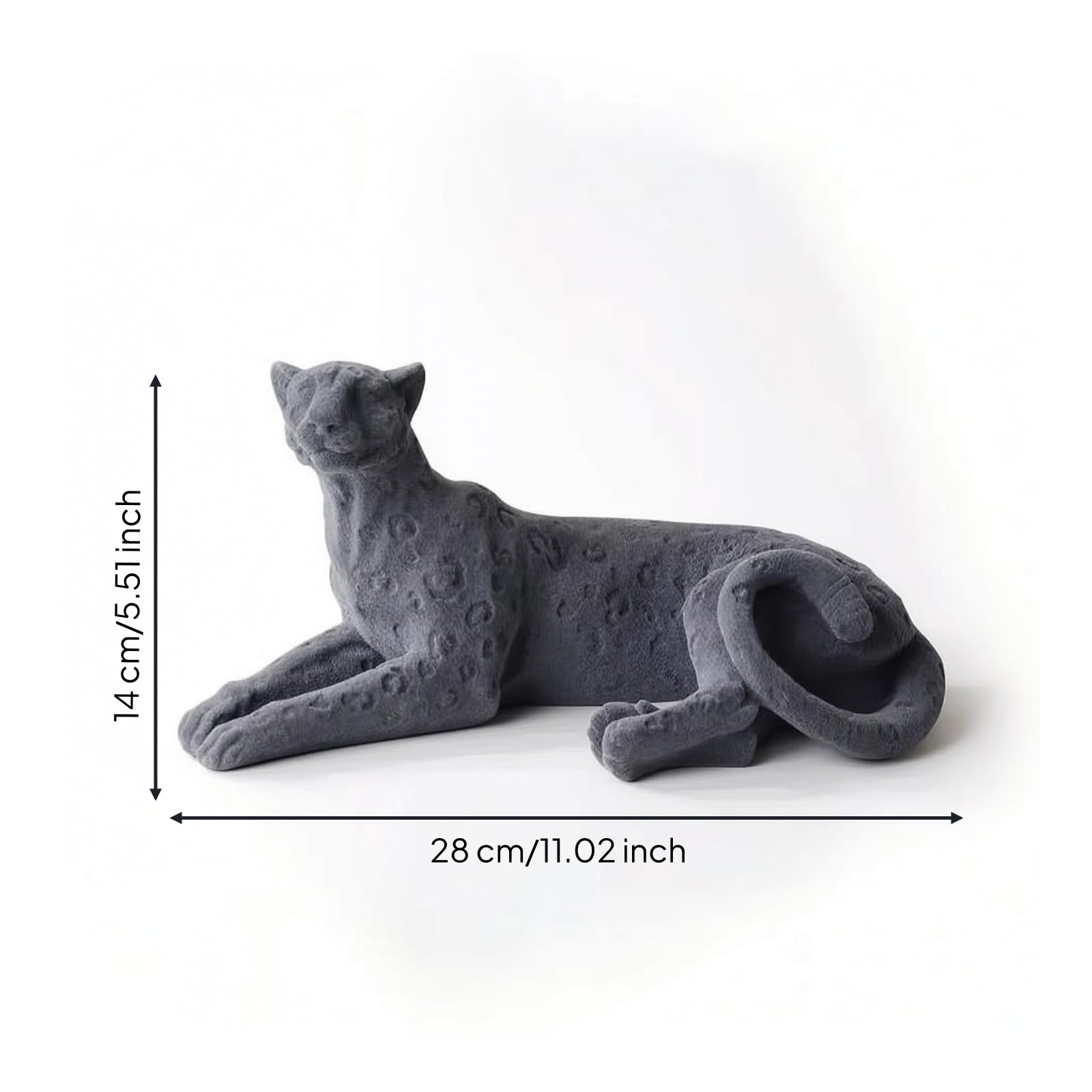 rockible Figura Animal con Pelaje Manchado con Textura Aterciopelada Flocado Animal con Pelaje Manchado Peluche Aterciopelado, Gris, Leopardo Sentado Flocado Gris