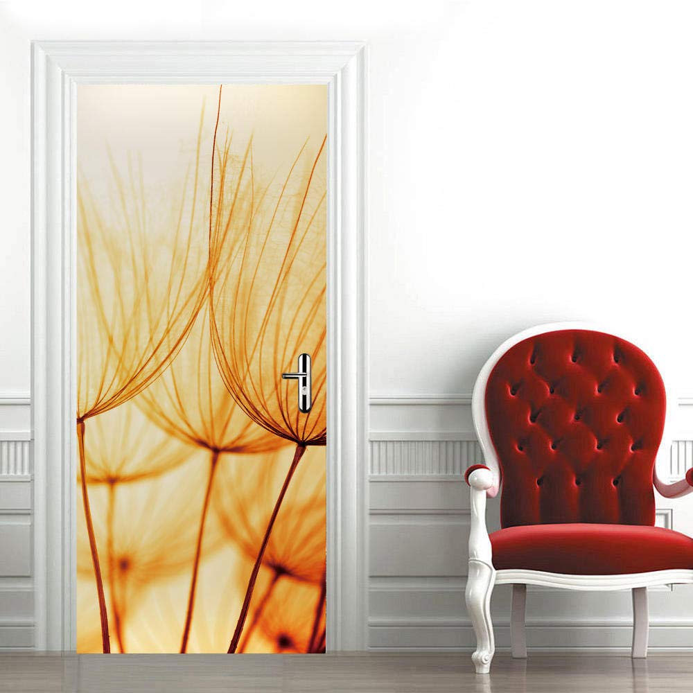 Adesivi 3D Per Porte 77x200 Cm - Autoadesivi Rimovibili, Decorativi Per Camera, Soggiorno, Bagno, Grigio E Giallo