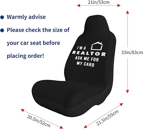 Miniatura 5 de Juego de fundas universales para asiento de coche con texto en inglés "I A Realtor Ask Me for My Card" para camión, SUV, juego de dos piezas para