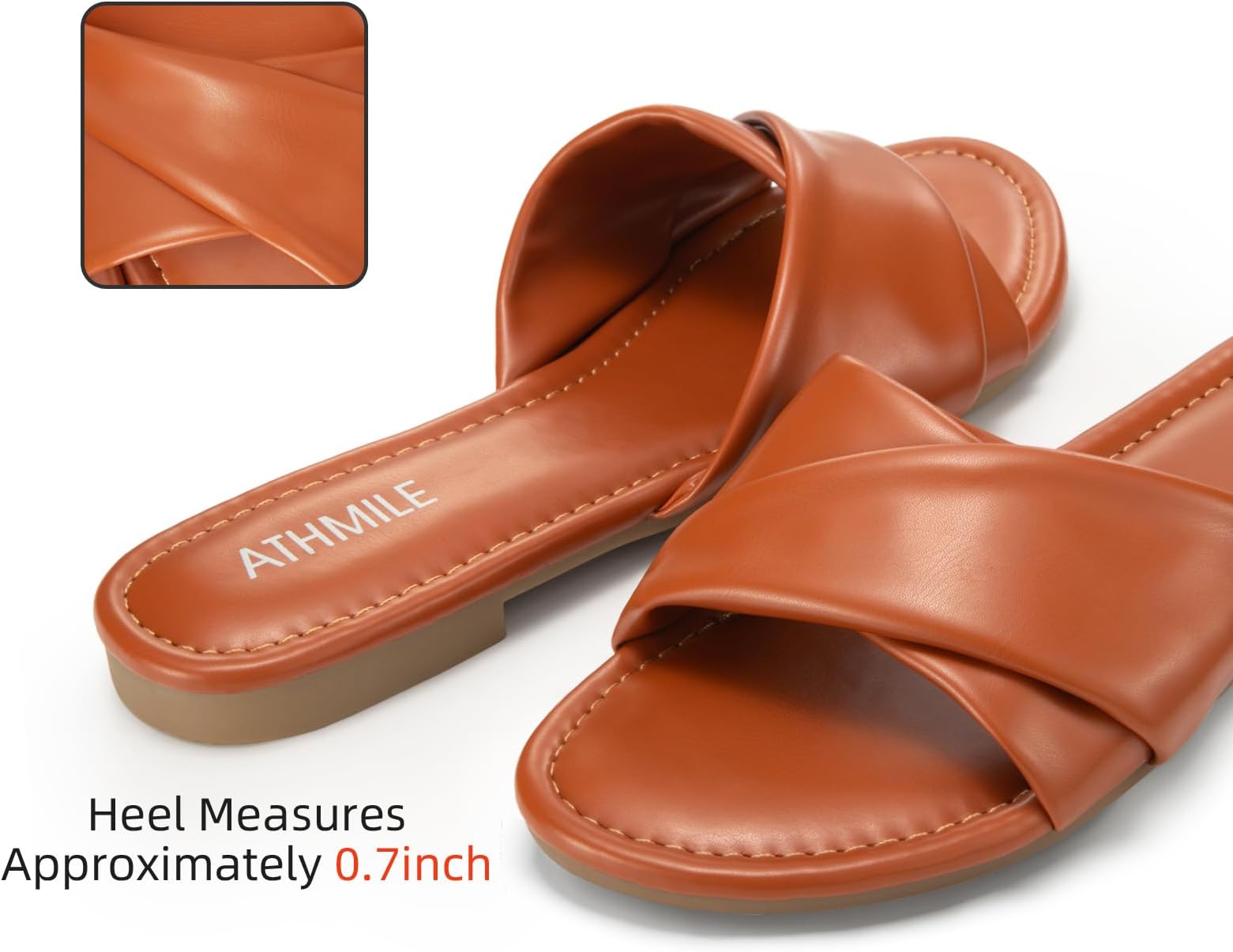 ATHMILE Sandals for Women 2026 Dressy Summer Flat Comfortable Fashion Beach Cute Ladies Slides Leather Casual Dress Women's Sandals Size 6-11