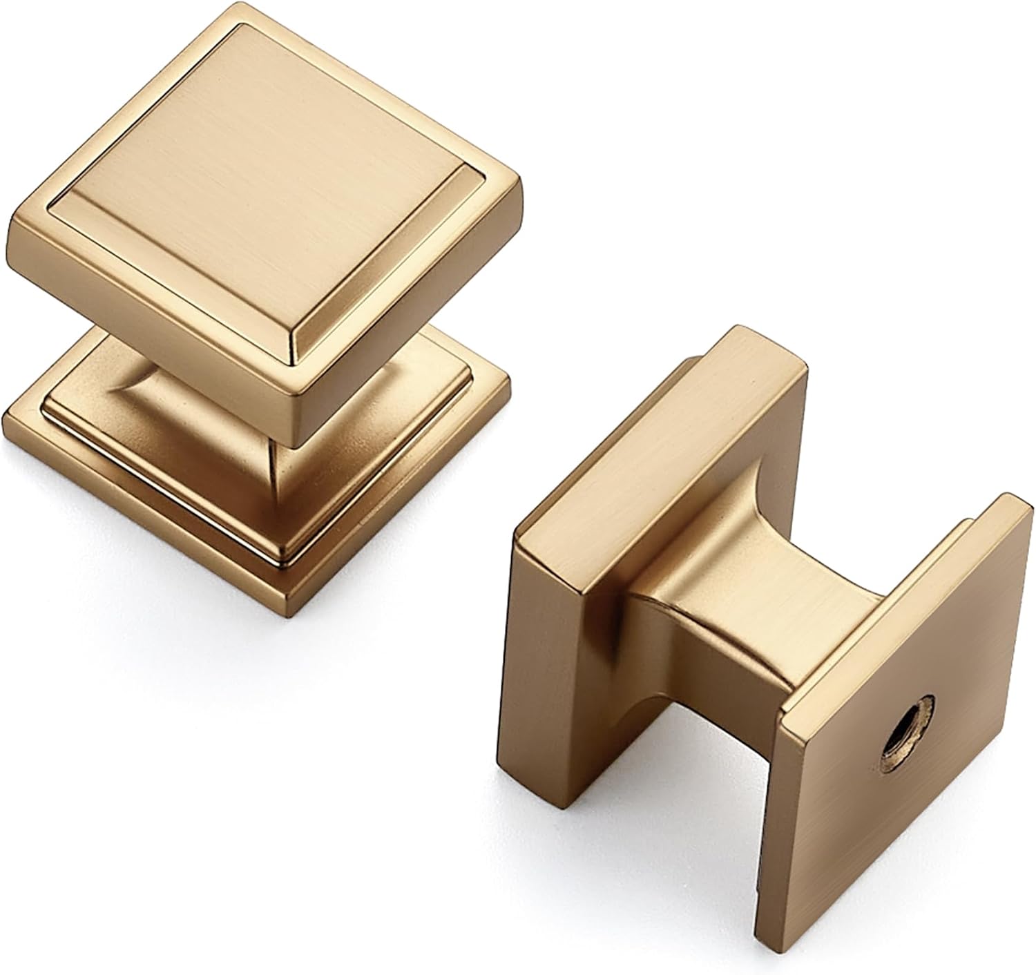 Ravinte Champagne Bronze Square Kitchen Cabinet Knobs,Single Hole,30 Pack | 1" Diameter, Zinc Alloy Solid Pull Feel, Big Base, Screws Included, Cabinet Hardware for Dresser Drawer Pulls and Knobs