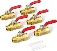 GASHER 6-Pack 1/4 Inch Brass Mini Ball Valves - Male/Female NPT Shut-Off Valves for Air, Water, Fuel, Hydraulic Lines, 150 PSI