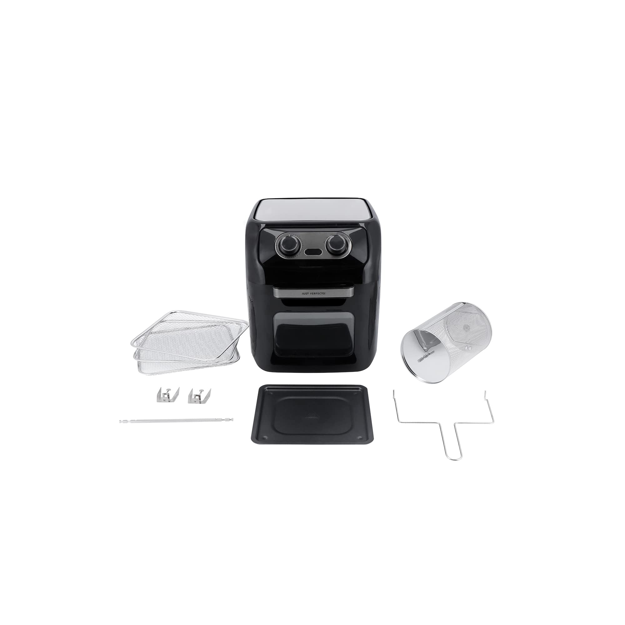 JP Friggitrice ad aria calda XXL 12L-Friggere senza olio con 12 programmi—Friggitrice 1800W con grill a rotazione-Air Fryer con accessori e illuminazione-Friggitrice ad aria calda senza grassi