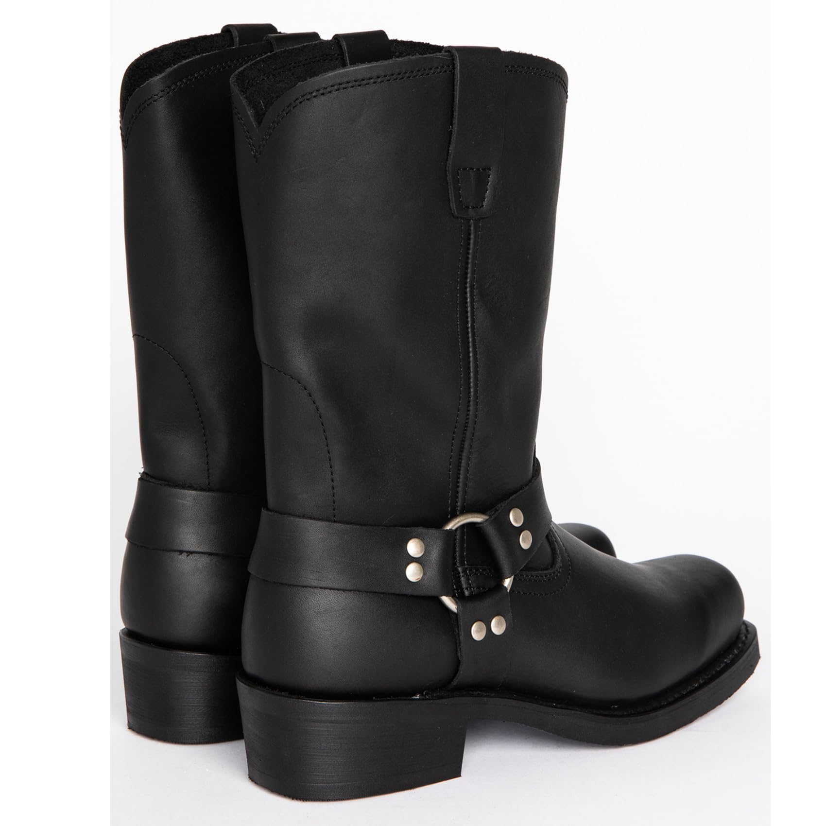 DJFOG Herren-Motorradstiefel mit quadratischer Zehenpartie, Westernstiefel zum Anziehen für Herren mit quadratischer Zehenpartie und seitlichem Reißverschluss