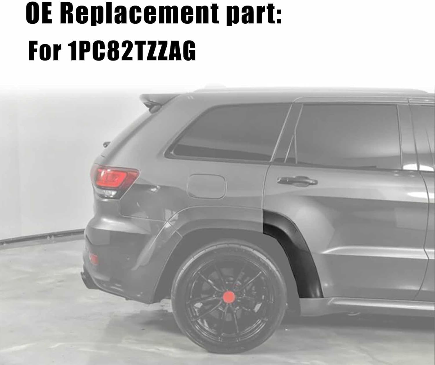 Rear Fender Flares for Jeep Grand Cherokee SRT/SRT8/Trackhawk/High Altitude/Summit 2012-2021 Glossy Black Rear Wheel Flare Molding OE Replacement 1PC82TZZAG