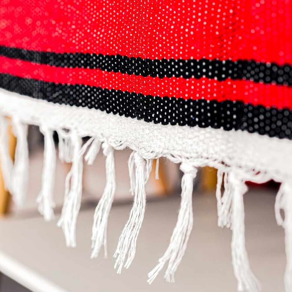 Airooglee 69" L x 51" W Large Mexican Blanket - Perfect as Yoga Outdoor Beach Serape Picnic Camping Woven Blanket, Boho Home Décor - Red - Image 6