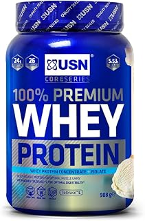 USN 100% Whey Vanilla 908 g: Premium Whey Protein Whey Isolate Protein Powder Blend for Muscle Building & Maintenance