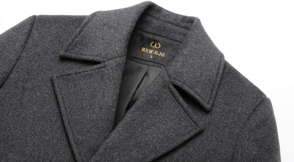 Close-up View of a Men's Wool Blend Pea Coat