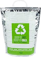 Restaurantware Cater Tek 11.8 x 5.9 x 15 Inch Hot And Cold Bag 1 Triple Layer Insulated Bag - Snap Lock Handles Waterproof Green & Silver Plastic Thermal Lunch Bag For Frozen & Hot Items