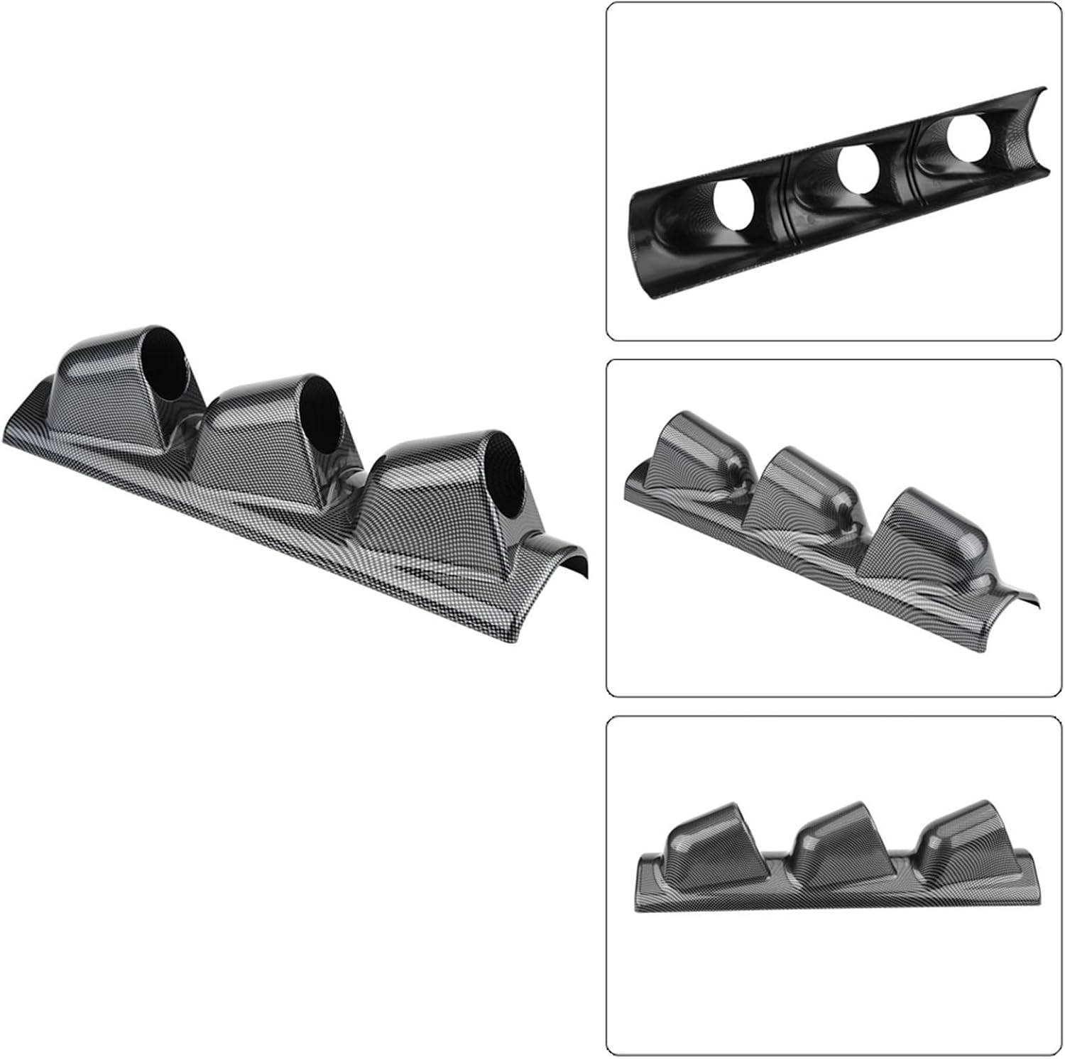 Gauge Pod, 52mm 2 Inch Universal Triple 3 Holes Meter Pillar Pod | Carbon Fiber, Gauge Mount Pod, Dual (3 Holes), Racing Sport